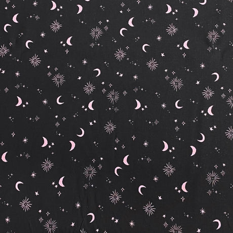 Pound A Metre Per Metre Per Metre Beautiful Digitally Printed 100% Cotton- 45" Wide (Black Pink Stars)