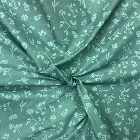 Pound A Metre Per Metre Per Metre Beautiful Digitally Printed 100% Cotton- 45" Wide (Emerald Floral)