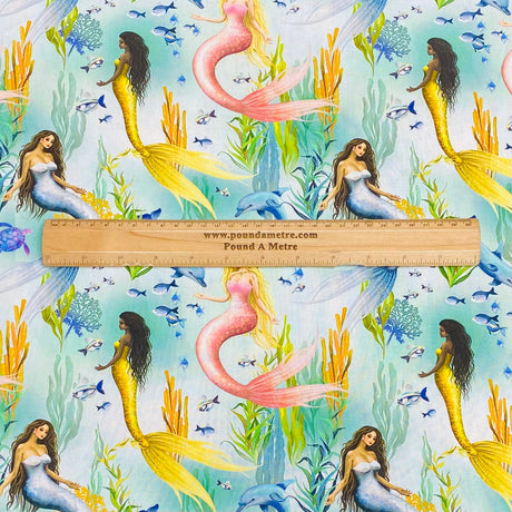 Pound A Metre Per Metre Per Metre Beautiful Digitally Printed 100% Cotton- 45" Wide (Mermaid)