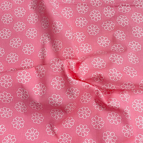 Pound A Metre Per Metre Per Metre Beautiful Digitally Printed 100% Cotton- 45" Wide (Pink Big Flower)