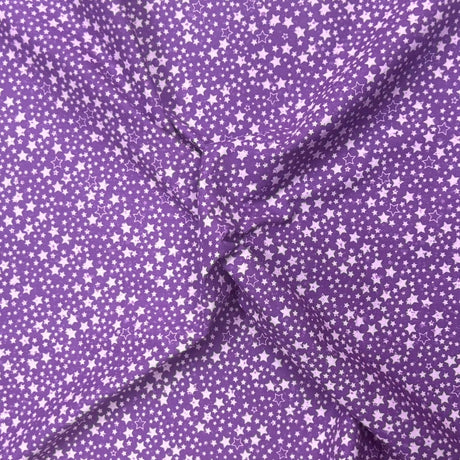 Pound A Metre Per Metre Per Metre Beautiful Digitally Printed 100% Cotton- 45" Wide (Purple Stars)
