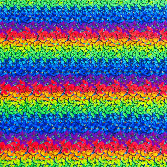 Pound A Metre Per Metre Per Metre Beautiful Digitally Printed 100% Cotton- 45" Wide (Rainbow Butterflies)