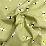 Pound A Metre Per Metre Per Metre Beautiful Digitally Printed 100% Cotton- 45" Wide (Sage Bees)