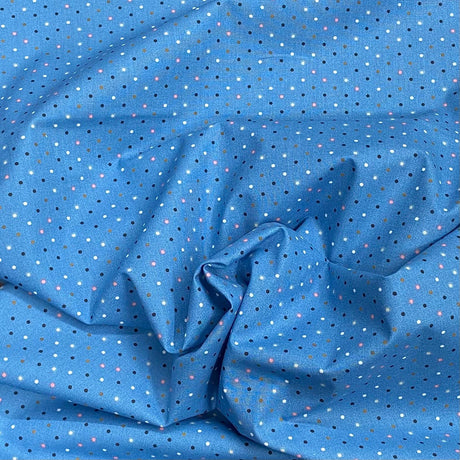 Pound A Metre Per Metre Per Metre Beautiful Digitally Printed 100% Cotton- 45" Wide (Sky Polka)