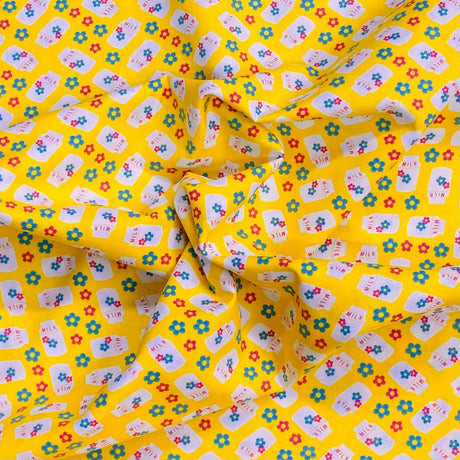 Pound A Metre Per Metre Per Metre Beautiful Digitally Printed 100% Cotton- 45" Wide (Yellow) (Cotton-Deal)