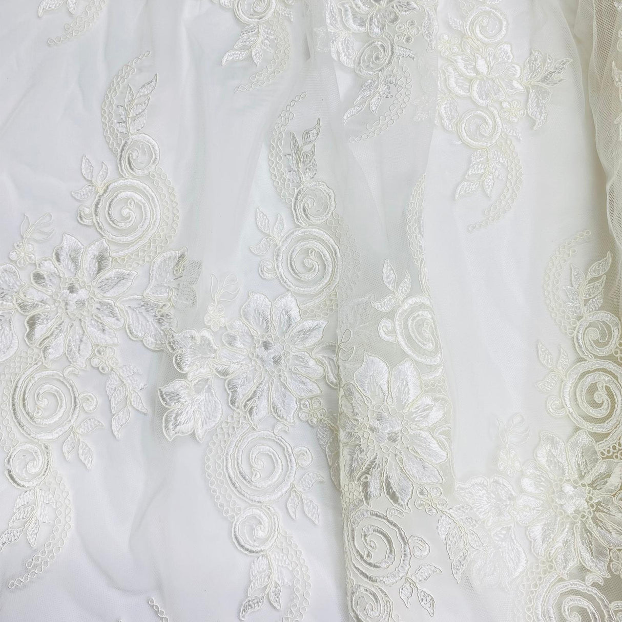 Pound A Metre Per Metre Bridal White Lace- 55'' Wide - (Lace 6)