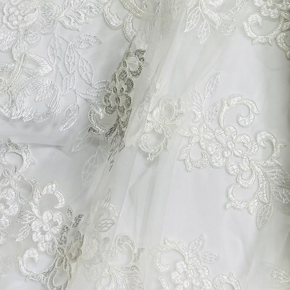 Pound A Metre Per Metre Bridal White Lace- 55'' Wide - (Lace 7)