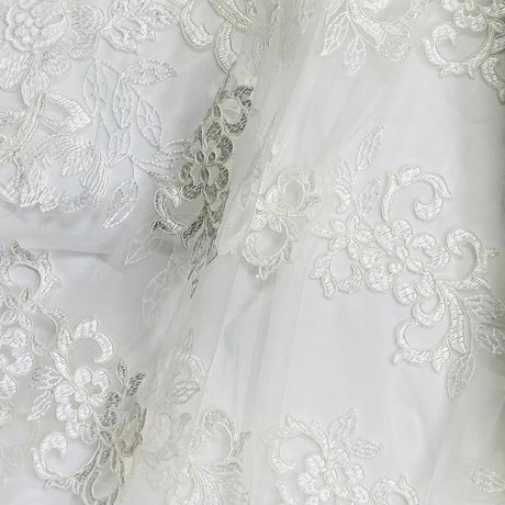 Pound A Metre Per Metre Bridal White Lace- 55'' Wide - (Lace 7)