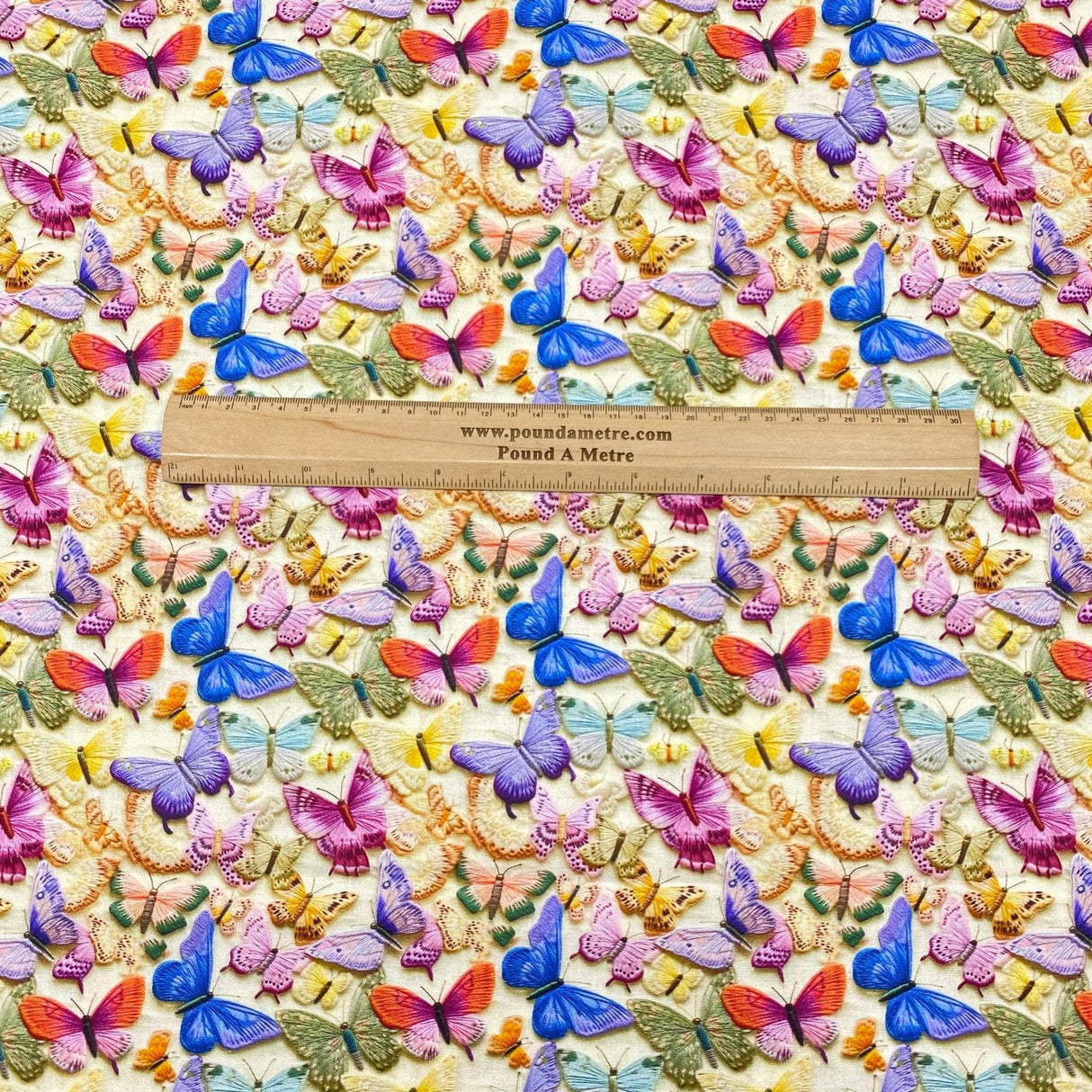 Pound A Metre Per Metre Per Metre Digitally Printed 100% Cotton- 45" Wide (Butterflies)