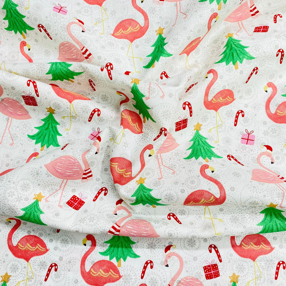 Pound A Metre Per Metre Per Metre Digitally Printed 100% Cotton- 45" Wide (Festive Flamingo)