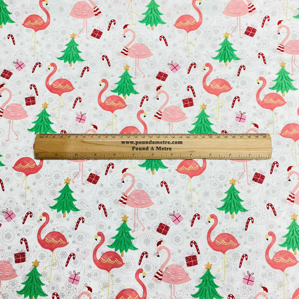 Pound A Metre Per Metre Per Metre Digitally Printed 100% Cotton- 45" Wide (Festive Flamingo)
