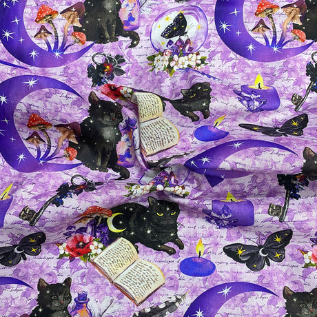 Pound A Metre Per Metre Per Metre Digitally Printed 100% Cotton- 45" Wide (Halloween Cat)