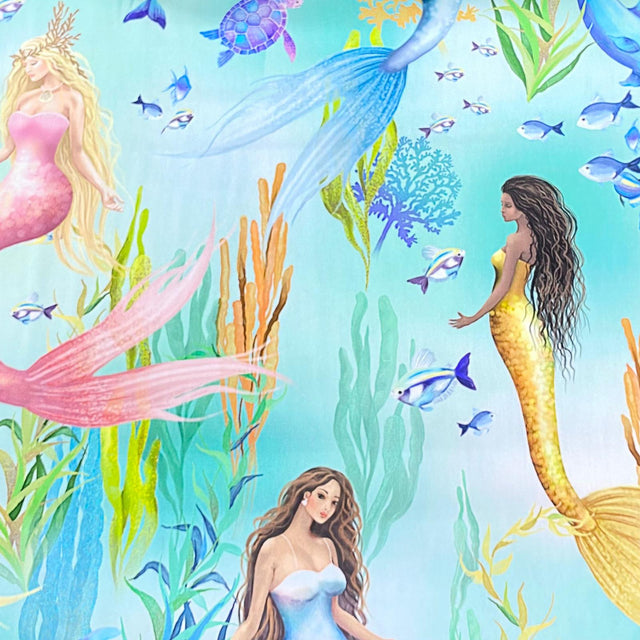 Pound A Metre Per Metre Per Metre Digitally Printed 100% Cotton- 45" Wide (Mermaid Dream)