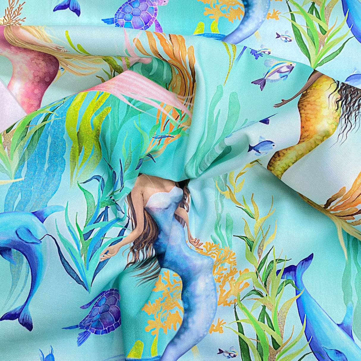 Pound A Metre Per Metre Per Metre Digitally Printed 100% Cotton- 45" Wide (Mermaid Dream)
