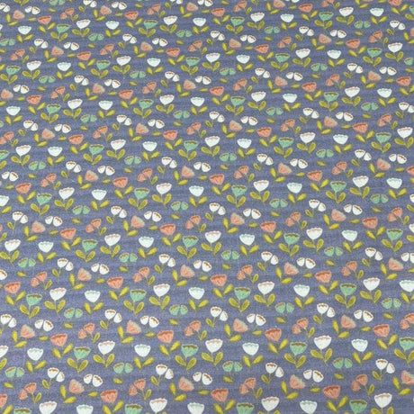 Pound A Metre Per Metre Per Metre Digitally Printed 100% Cotton- 45" Wide (Purple/grey with flowers)