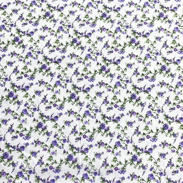 Pound A Metre Per Metre Per Metre Digitally Printed 100% Cotton- 45" Wide (Purple Petals)