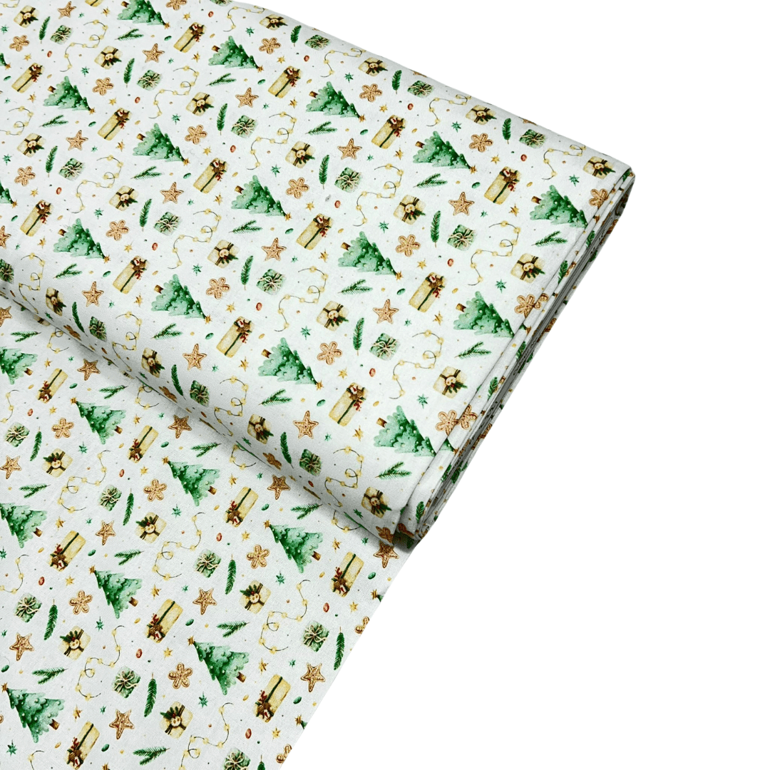 Pound A Metre Per Metre Per Metre Digitally Printed Christmas 100% Cotton- 45" Wide (Gift)