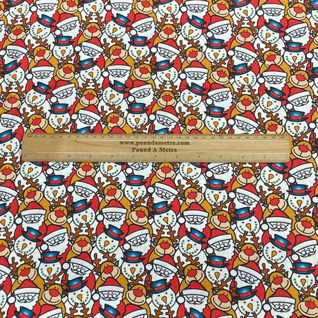 Pound A Metre Per Metre Per Metre Digitally Printed  Christmas 100% Cotton- 45" Wide (Snowman)