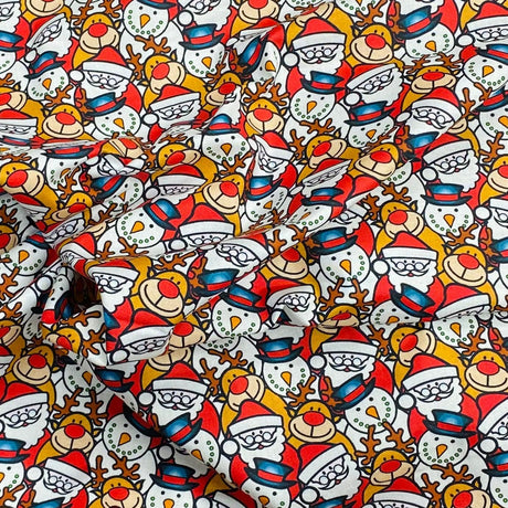 Pound A Metre Per Metre Per Metre Digitally Printed  Christmas 100% Cotton- 45" Wide (Snowman)