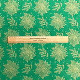Pound A Metre Per Metre Per Metre Digitally Printed Gold Foil Christmas 100% Cotton- 45" Wide (Green Bloom)