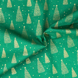 Pound A Metre Per Metre Per Metre Digitally Printed Gold Foil Christmas 100% Cotton- 45" Wide (Green Christmas Tree)