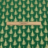 Pound A Metre Per Metre Per Metre Digitally Printed Gold Foil Christmas 100% Cotton- 45" Wide (Green Tree)