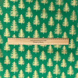 Pound A Metre Per Metre Per Metre Digitally Printed Gold Foil Christmas 100% Cotton- 45" Wide (Green Tree)