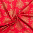 Pound A Metre Per Metre Per Metre Digitally Printed Gold Foil Christmas 100% Cotton- 45" Wide (Red Bloom)