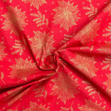 Pound A Metre Per Metre Per Metre Digitally Printed Gold Foil Christmas 100% Cotton- 45" Wide (Red Bloom)