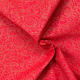 Pound A Metre Per Metre Per Metre Digitally Printed Gold Foil Christmas 100% Cotton- 45" Wide (Red Swirl)