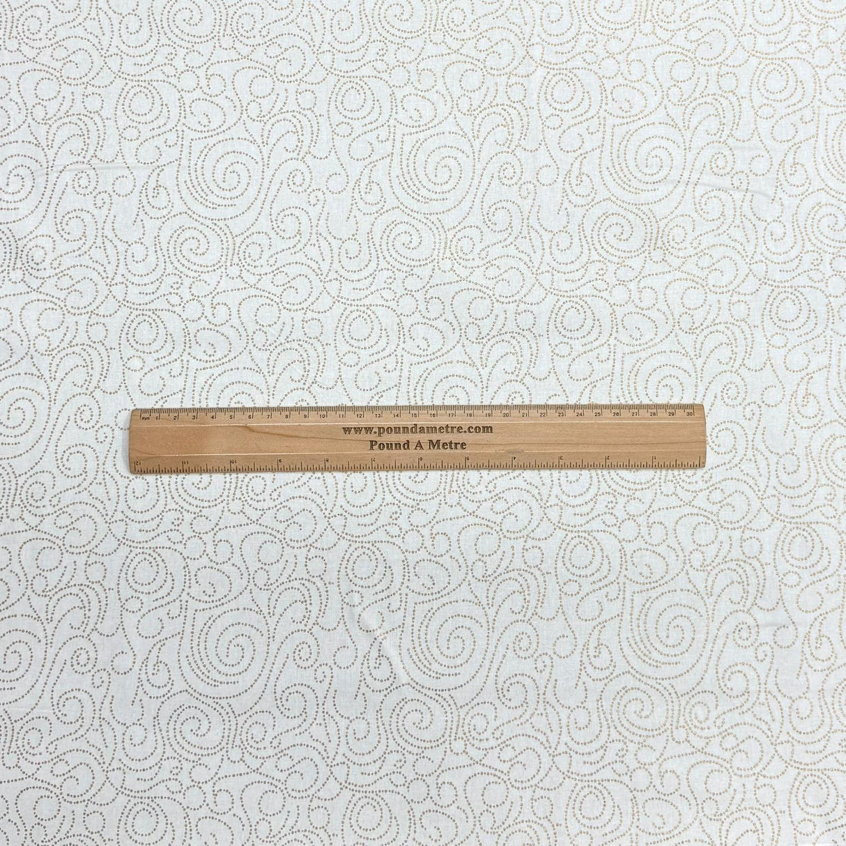Pound A Metre Per Metre Per Metre Digitally Printed Gold Foil Christmas 100% Cotton- 45" Wide (White Swirl)