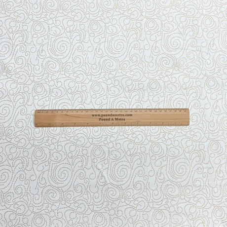 Pound A Metre Per Metre Per Metre Digitally Printed Gold Foil Christmas 100% Cotton- 45" Wide (White Swirl)