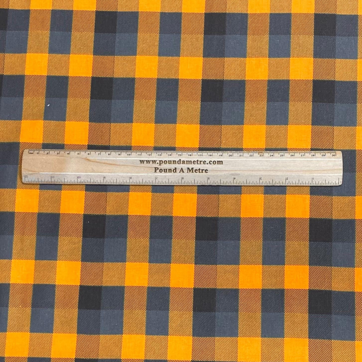 Pound A Metre Per Metre Per Metre Digitally Printed  Halloween 100% Cotton- 45" Wide (Checks Orange & Black)