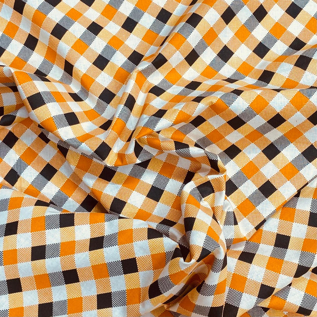 Pound A Metre Per Metre Per Metre Digitally Printed  Halloween 100% Cotton- 45" Wide (Checks)
