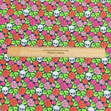 Pound A Metre Per Metre Per Metre Digitally Printed  Halloween 100% Cotton- 45" Wide (Floral Skull)