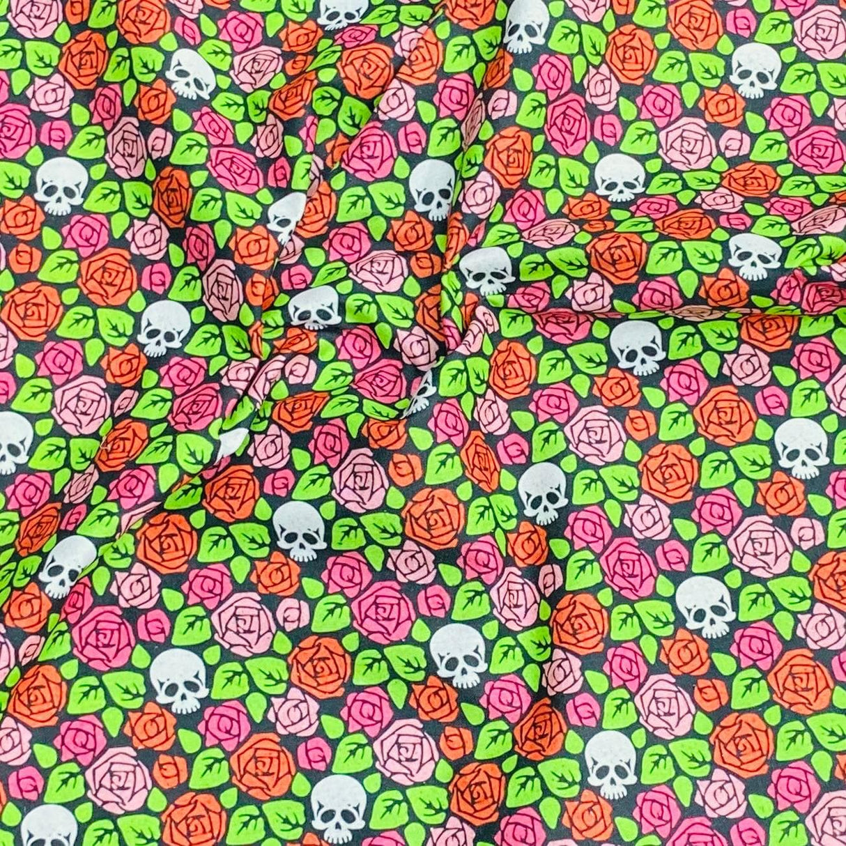 Pound A Metre Per Metre Per Metre Digitally Printed  Halloween 100% Cotton- 45" Wide (Floral Skull)