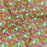 Pound A Metre Per Metre Per Metre Digitally Printed  Halloween 100% Cotton- 45" Wide (Floral Skull)