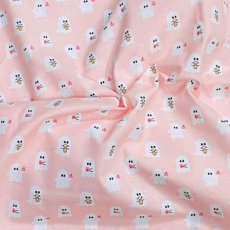 Pound A Metre Per Metre Per Metre Digitally Printed  Halloween 100% Cotton- 45" Wide (Pink Ghost)