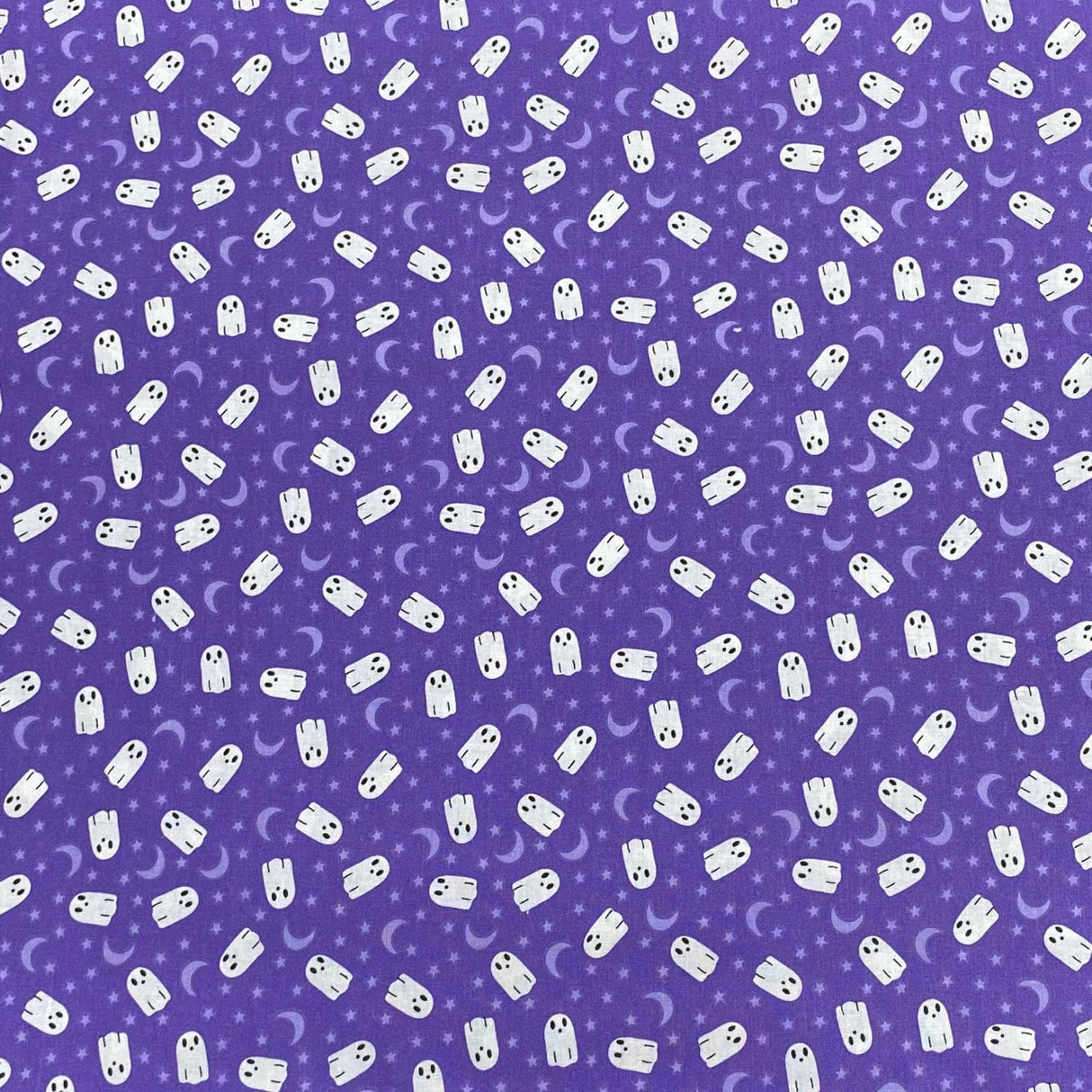 Pound A Metre Per Metre Per Metre Digitally Printed  Halloween 100% Cotton- 45" Wide (Purple Ghost)