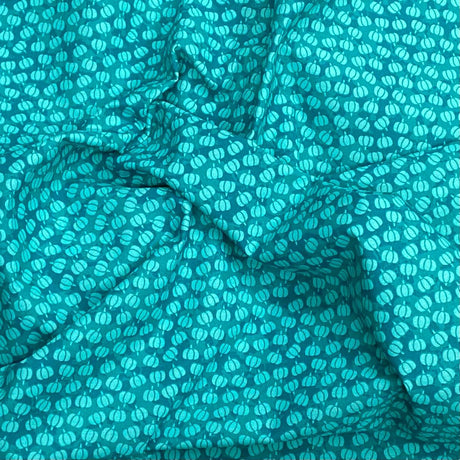 Pound A Metre Per Metre Per Metre Digitally Printed  Halloween 100% Cotton- 45" Wide (Teal Pumpkin)