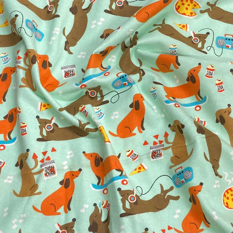 Pound A Metre Per Metre Per Metre High Quality Brushed Cotton - 45" Wide (Mint Dog)