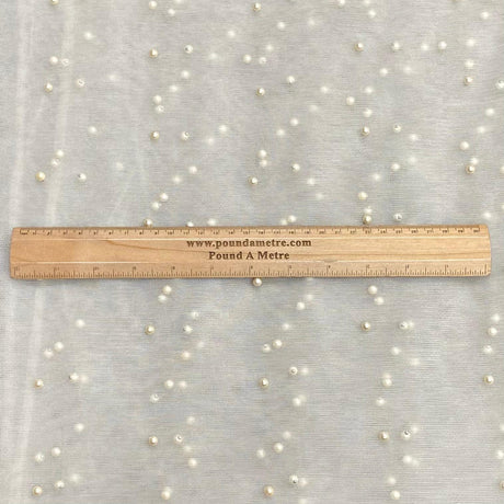 Pound A Metre Per Metre Luxurious Beads On Mesh - 55" wide (Ivory)