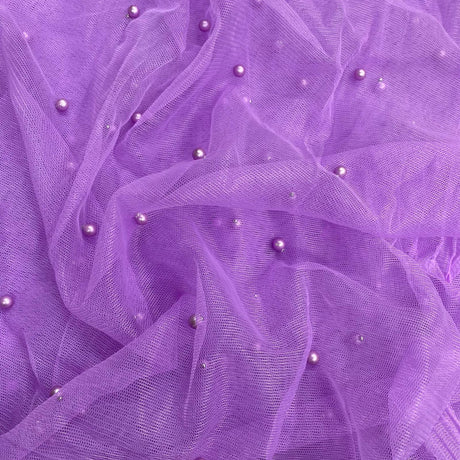 Pound A Metre Per Metre Luxurious Beads On Mesh - 55" wide (Lilac)