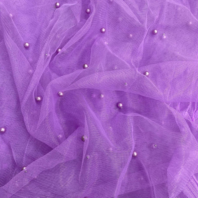 Pound A Metre Per Metre Luxurious Beads On Mesh - 55" wide (Lilac)