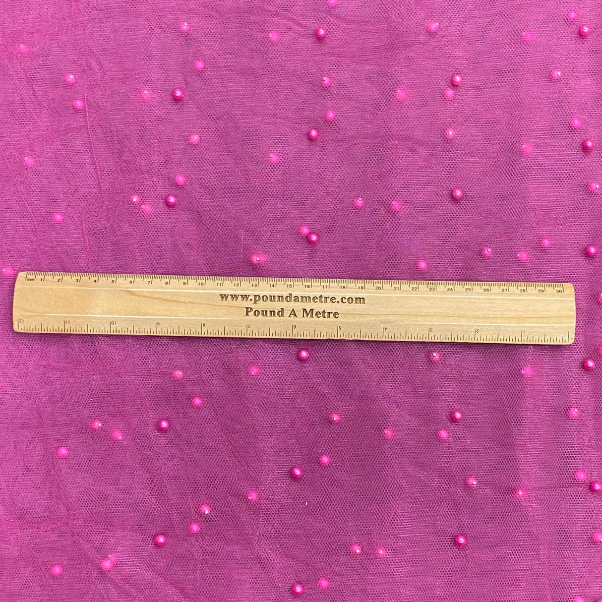 Pound A Metre Per Metre Luxurious Beads On Mesh - 55" wide (Pink)