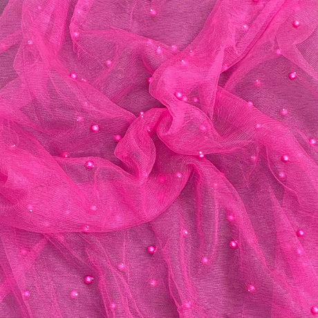 Pound A Metre Per Metre Luxurious Beads On Mesh - 55" wide (Pink)