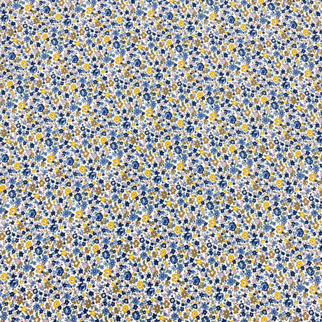 Pound A Metre Per Metre Luxury Dressmaking 100% Cotton Lawn- 60" (Blue & Yellow)