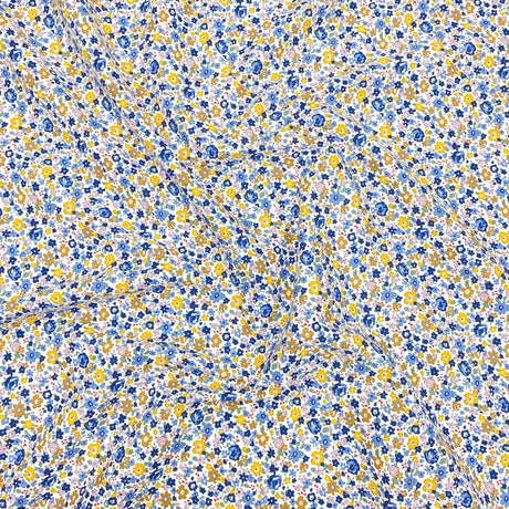 Pound A Metre Per Metre Luxury Dressmaking 100% Cotton Lawn- 60" (Blue & Yellow)