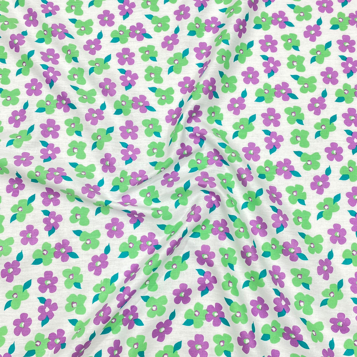 Pound A Metre Per Metre Luxury Dressmaking 100% Cotton Lawn- 60" (Green & Purple)