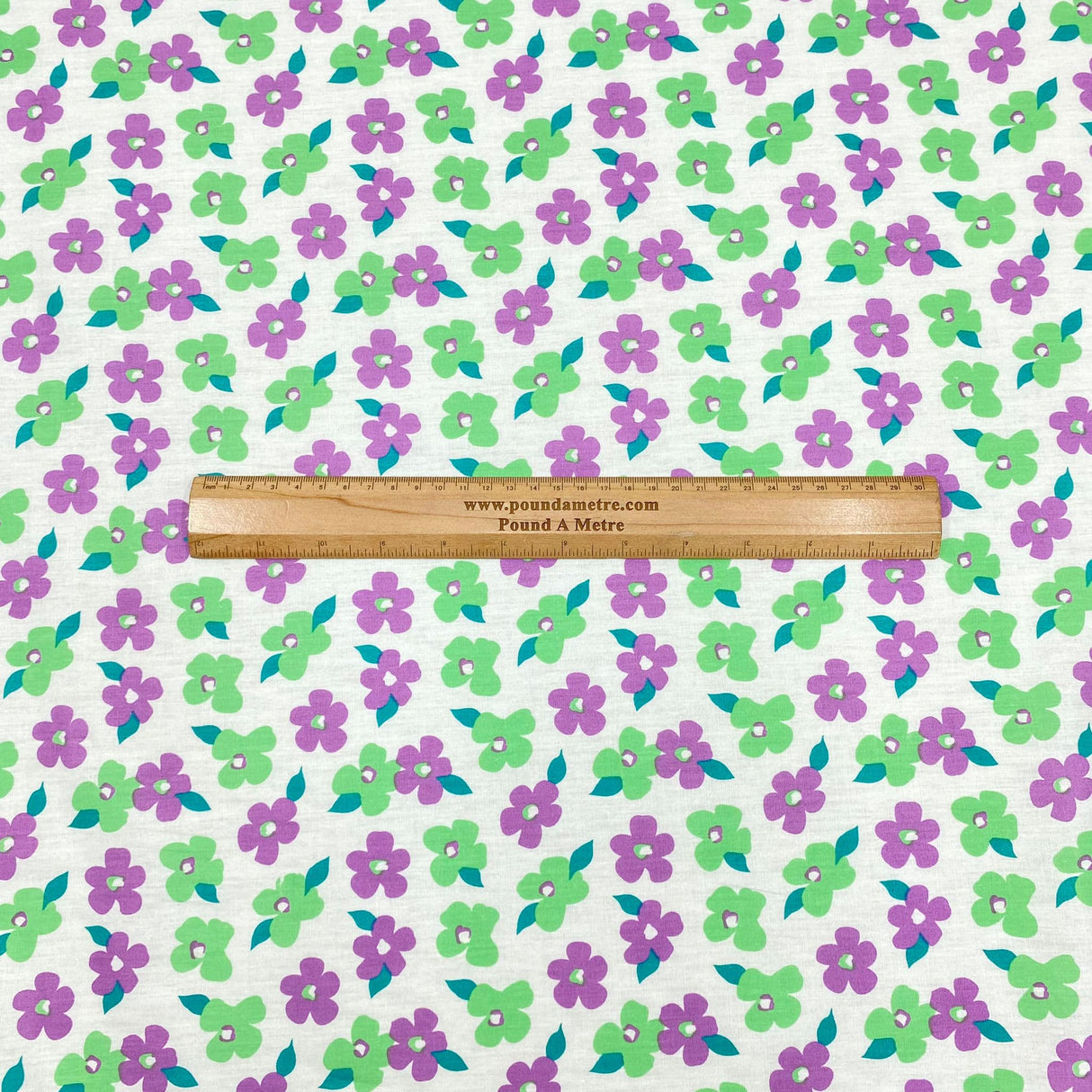 Pound A Metre Per Metre Luxury Dressmaking 100% Cotton Lawn- 60" (Green & Purple)